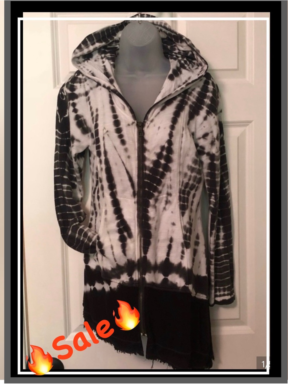 🔥SALE🔥 Sm XCVI Athletic Hoodie Full Zip Bleach Tie-Dye Boho Punk EUC